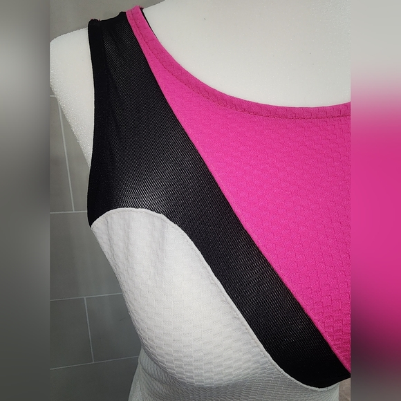 Arden B.  Size Small Crop Top Pink and White Top with Black Mesh - Picture 3 of 6